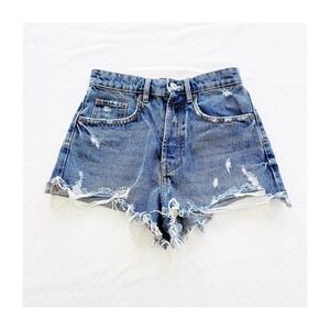 Zara Button Down Cutoff Short Denim Jeans Button Fly SZ02